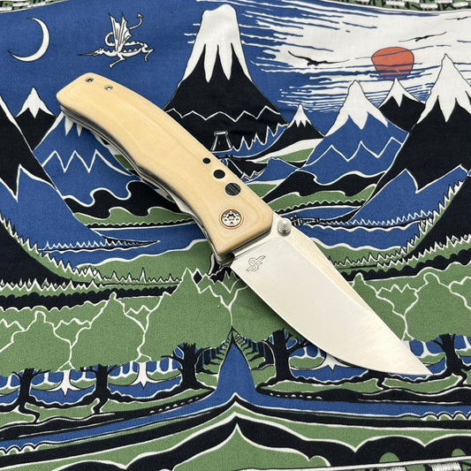 Frenzy #1 (lefty) - MagnaCut, white linen micarta