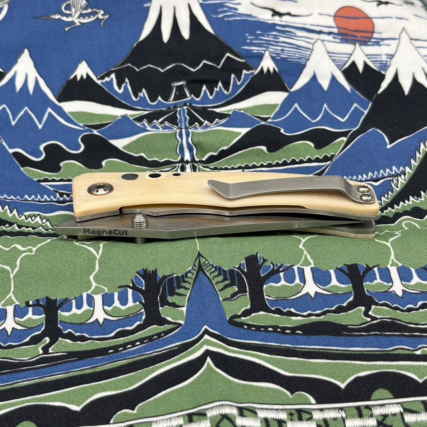 Frenzy #1 (lefty) - MagnaCut, white linen micarta